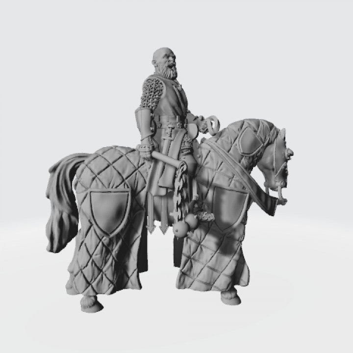 Medieval Knight with helmet in chain.