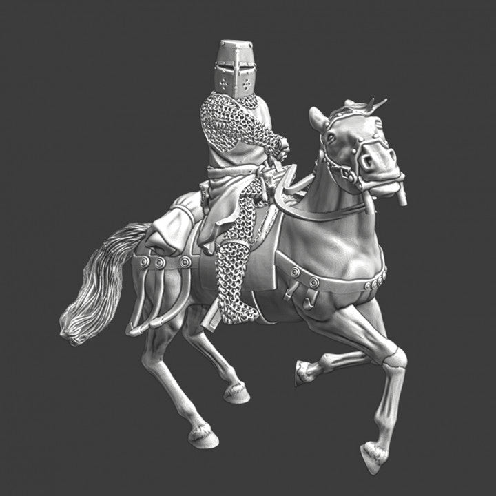 Medieval crusader knight drawing sword