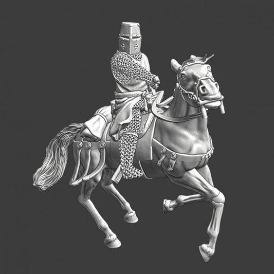 Medieval crusader knight drawing sword