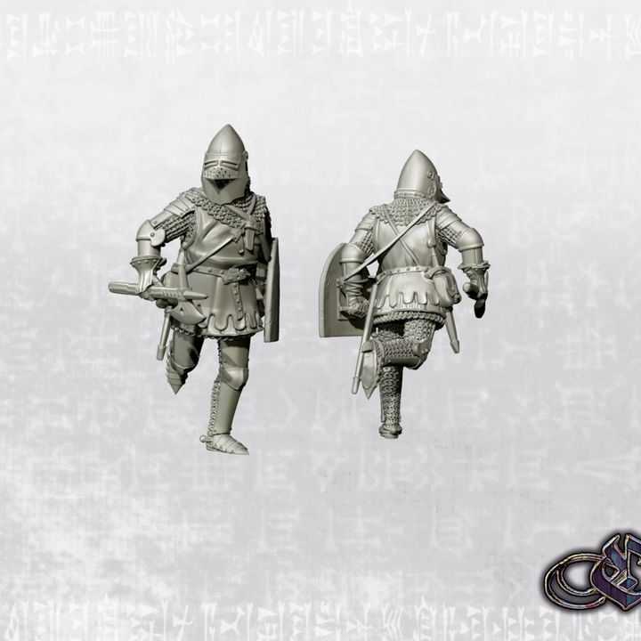 “Man at arms italian bascinet & short poleaxe - 14th century” by Ezipion miniatures