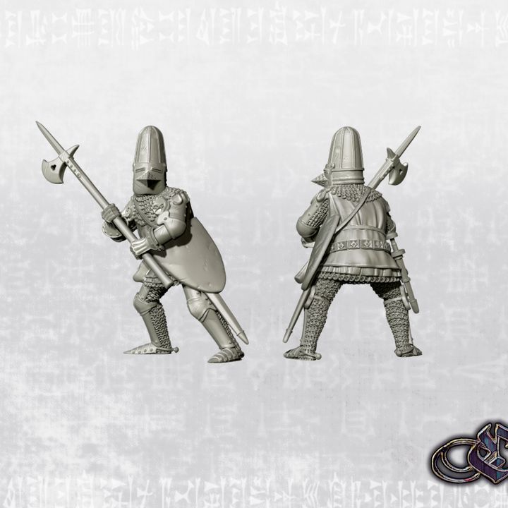 Man at arms english bascinet & poleaxe - 14th century by Ezipion miniatures