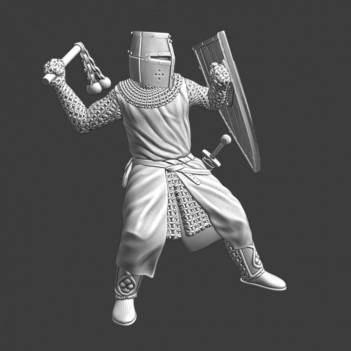 Knight fighting with flail
