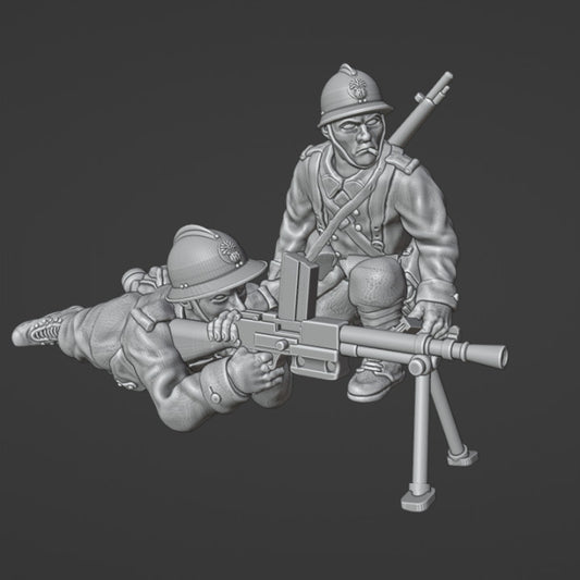 WW2 28 mm French LMG Team (laying down) by Colonel Muller