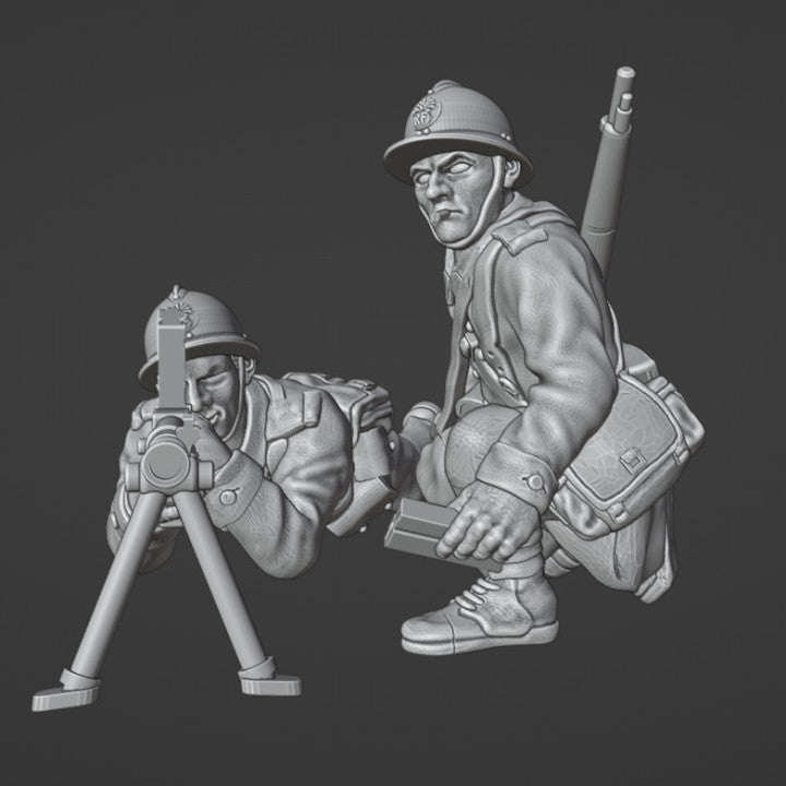 WW2 28 mm French LMG Team (laying down) by Colonel Muller