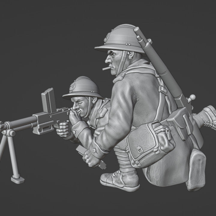 WW2 28 mm French LMG Team (laying down) by Colonel Muller