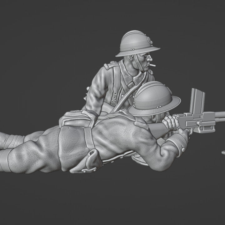 WW2 28 mm French LMG Team (laying down) by Colonel Muller