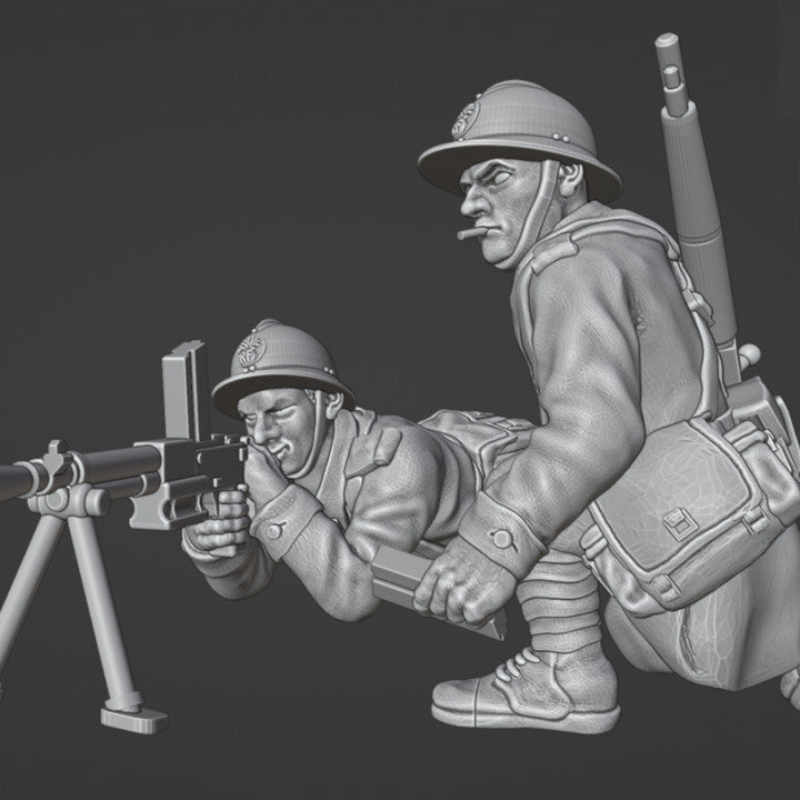 WW2 28 mm French LMG Team (laying down) by Colonel Muller
