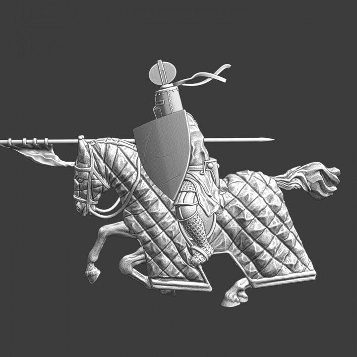 Medieval German crusader knight charging
