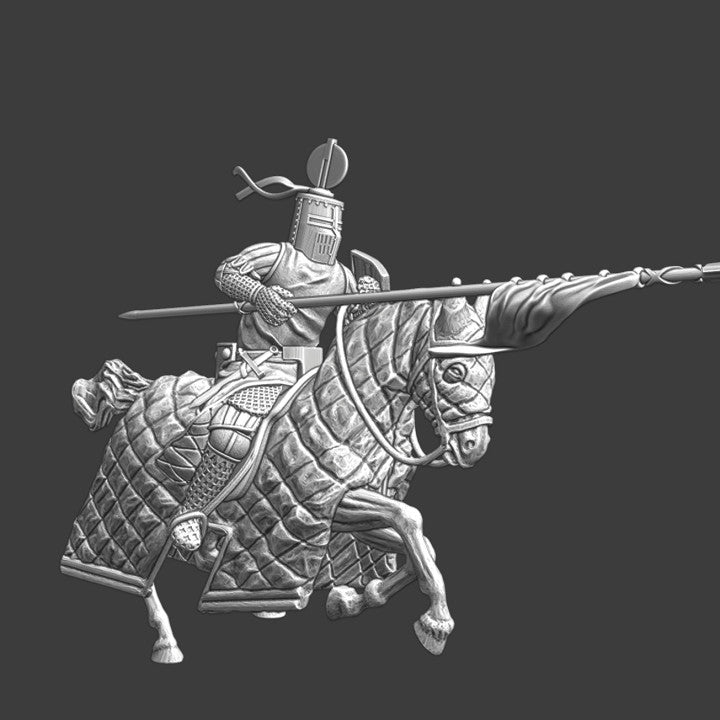 Medieval German crusader knight charging
