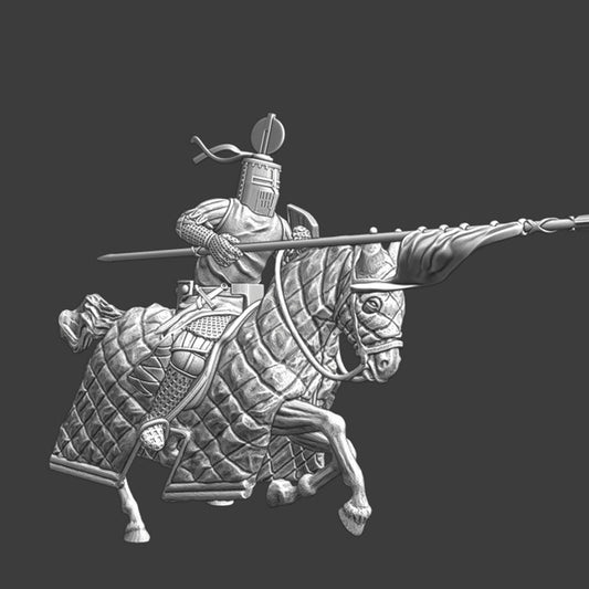 Medieval German crusader knight charging