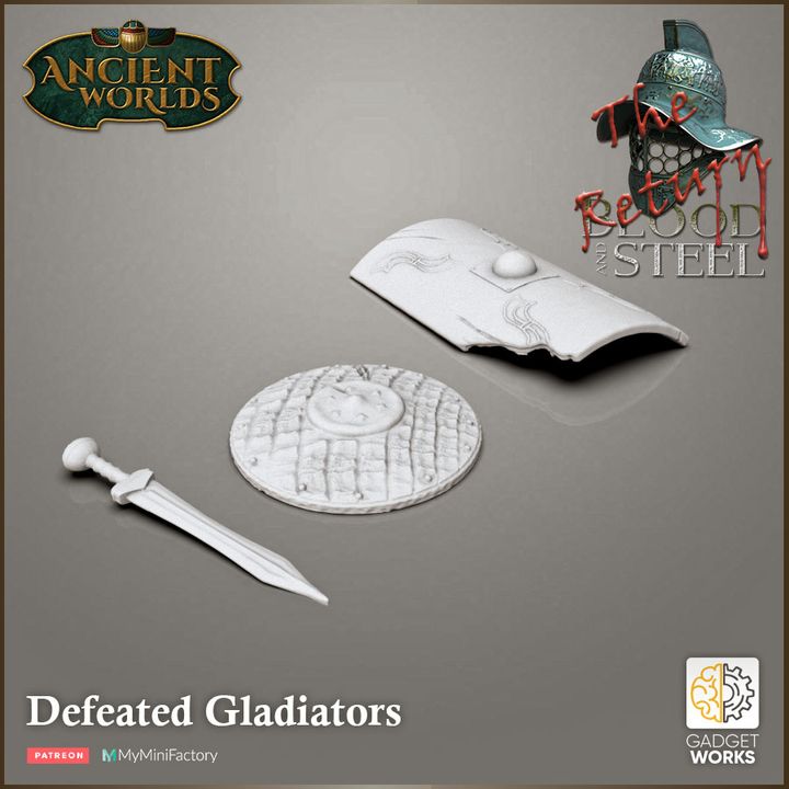 Defeated gladiator 4 figure pack by Gadgetworks Miniatures