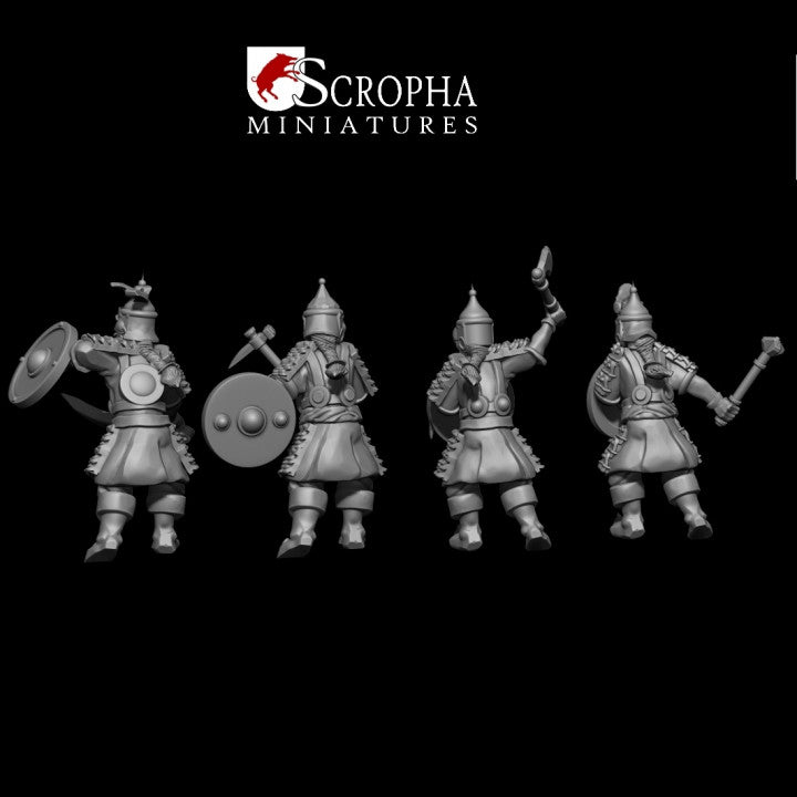 Cuman warriors with hand weapons by Scropha Miniatures