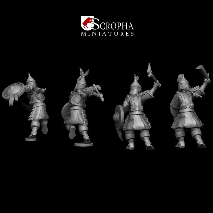 Cuman warriors with hand weapons by Scropha Miniatures