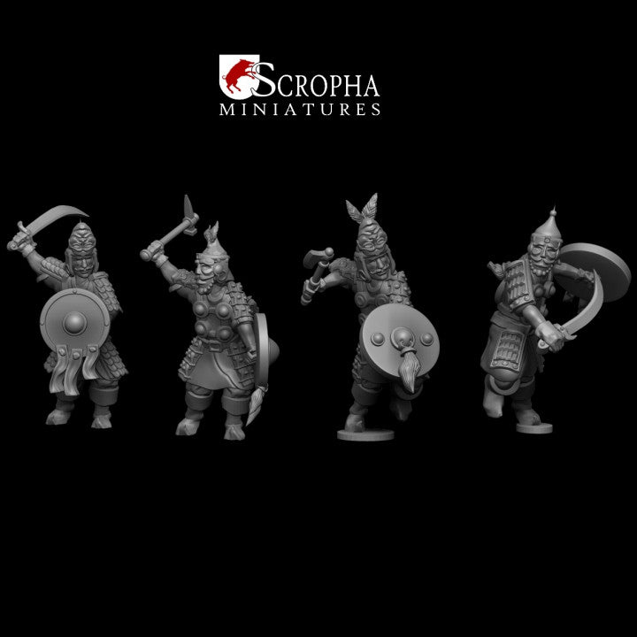 Cuman warriors with hand weapons by Scropha Miniatures