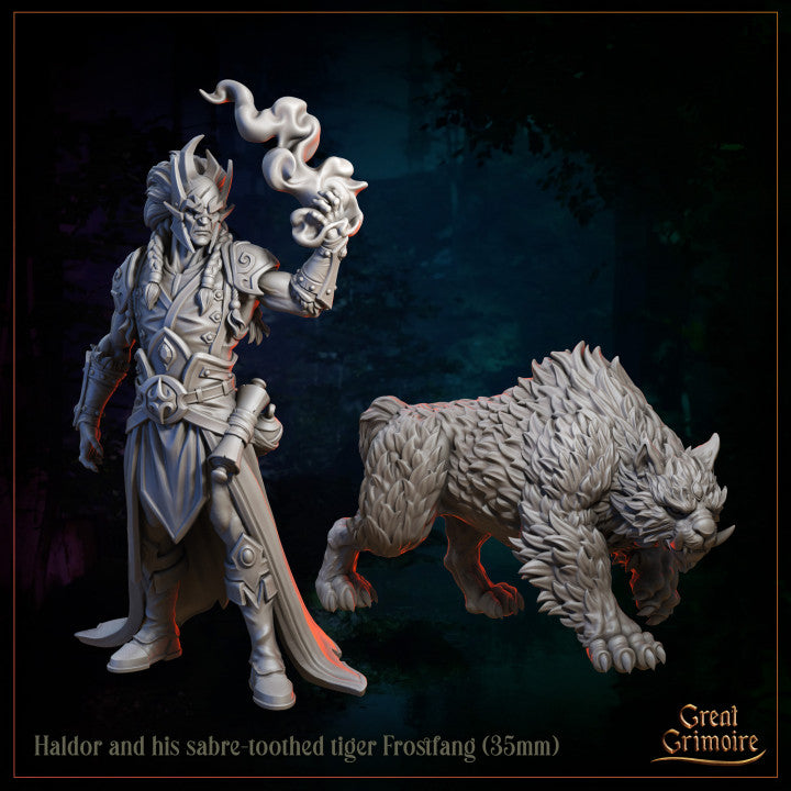 Haldor and his sabre-toothed tiger Frostfang by Great Grimoire