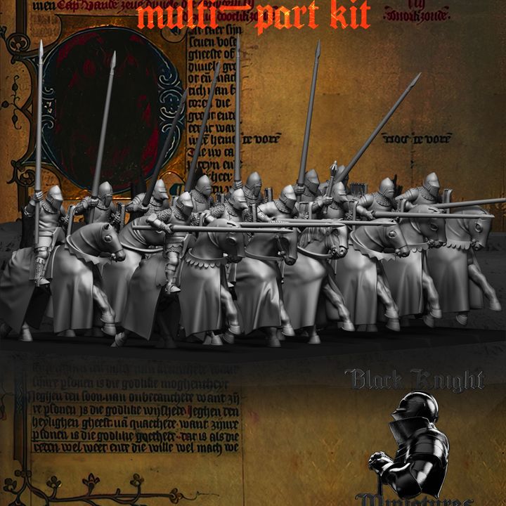 15th century - Holy Roman Empire Mounted Knights MULTI-PART KIT by Black Knight Miniatures