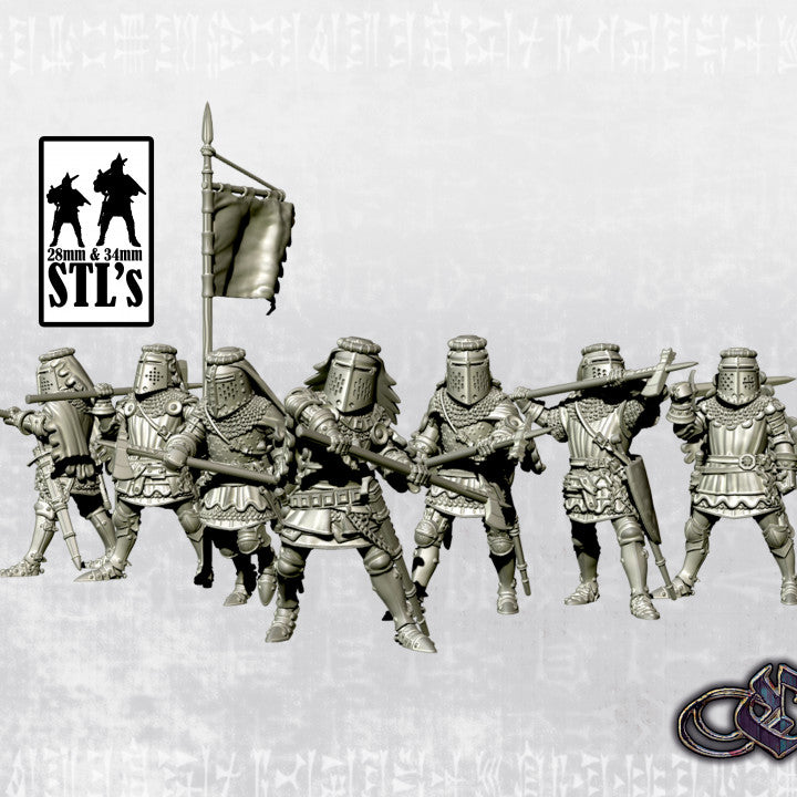 Knights with Great Helms and Polearms by Ezipion miniatures.