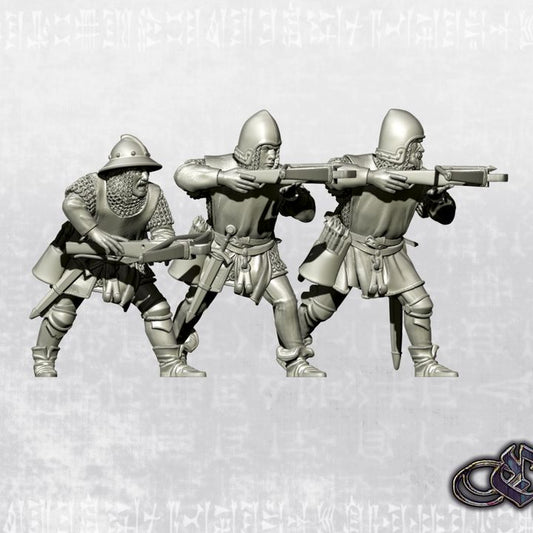 "Crossbowmen with armour - 14th century" by Ezipion miniatures