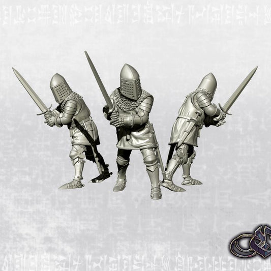 Knight on foot wielding a two-handed sword - 14th century" by Ezipion miniatures.