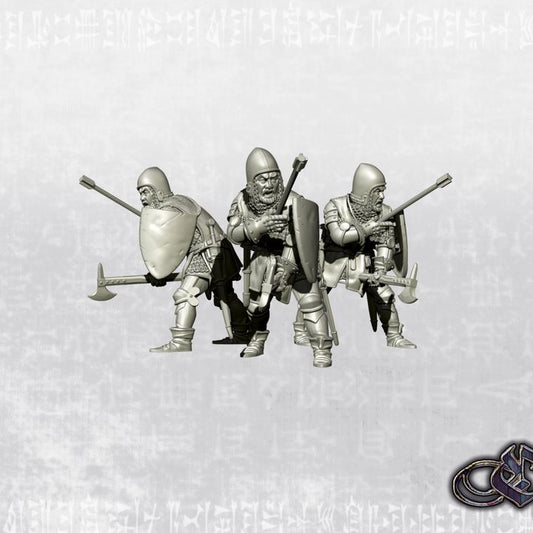 "Man-at-arms wounded by arrow - 14th century" by Ezipion miniatures.