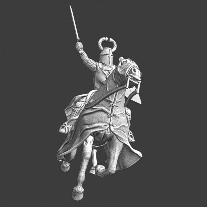 Medieval Order Knight with half horn helmet