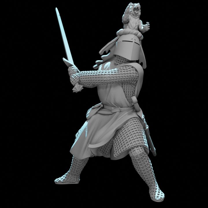 Medieval Knight with Bear Crested Helmet – Unique Character Model