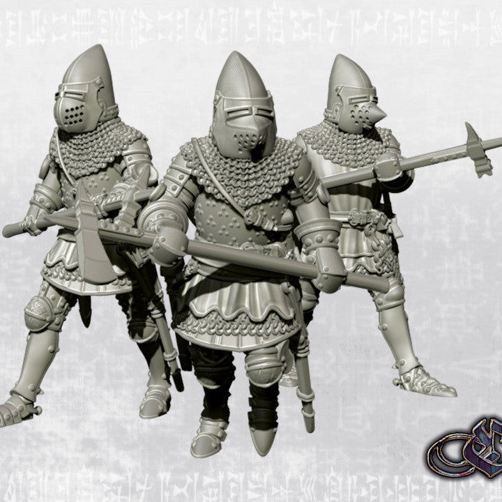 Knights with poleaxe by Ezipion miniatures.