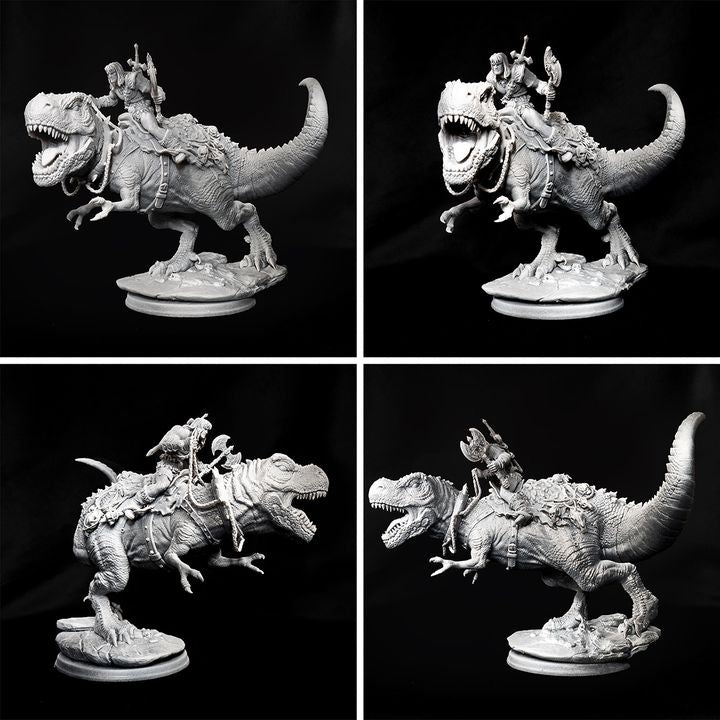 Kravos And Gorefang - Barbarian riging on T-Rex by Ronin Arts Workshop