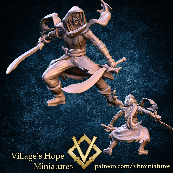Sand Assassin Dual Blade Male by Village's Hope Miniatures