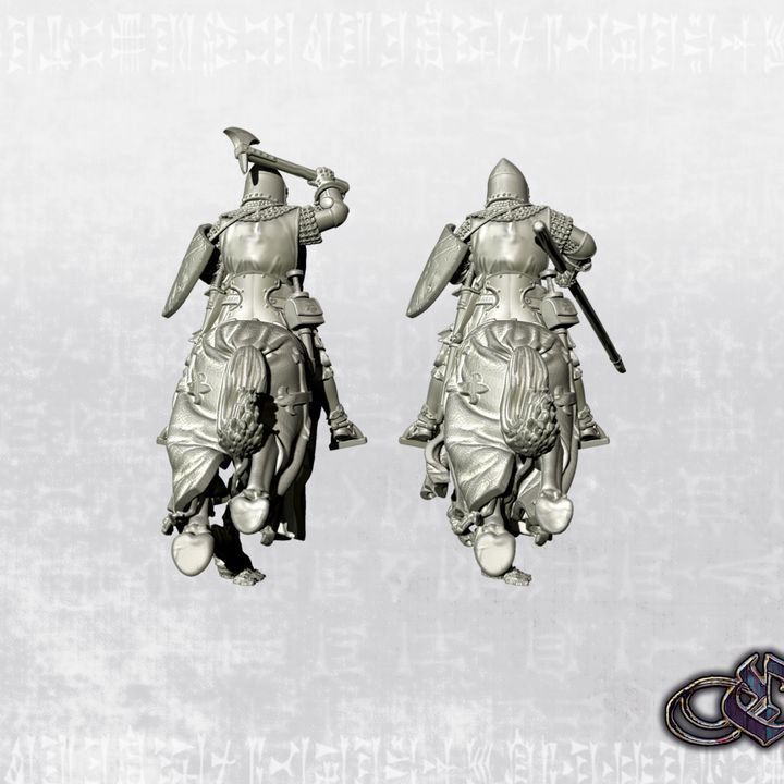 "Castilian Knight with axe or lance on horse - 14th century " by Ezipion miniatures.