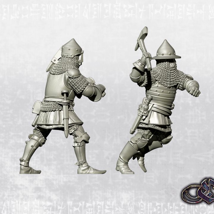 "Lithuanian Men-at-arms with axe - 14th century" by Ezipion miniatures.