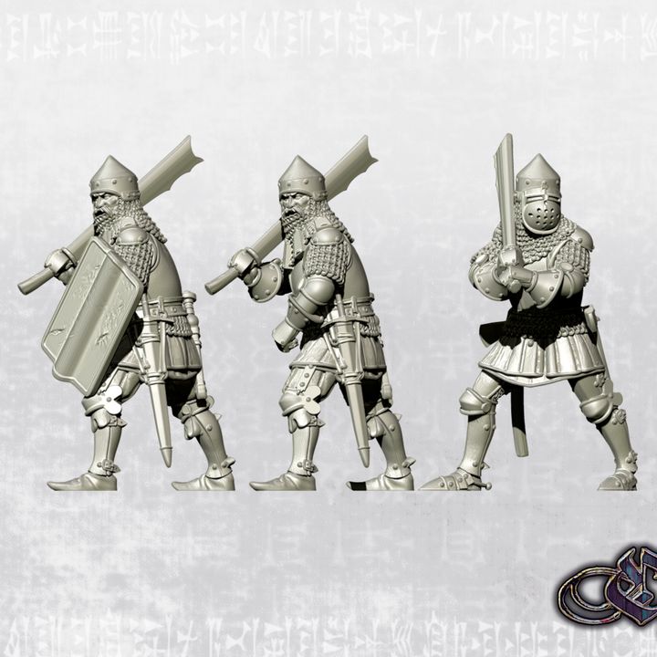 "Lithuanian Men-at-arms with maciejowski falchion - 14th century" by Ezipion miniatures.