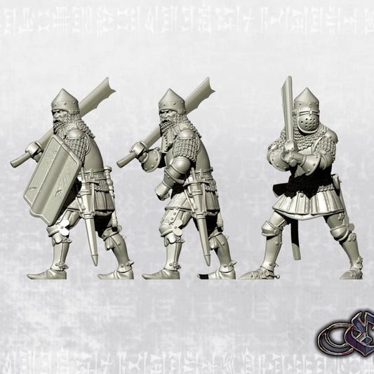 "Lithuanian Men-at-arms with maciejowski falchion - 14th century" by Ezipion miniatures.