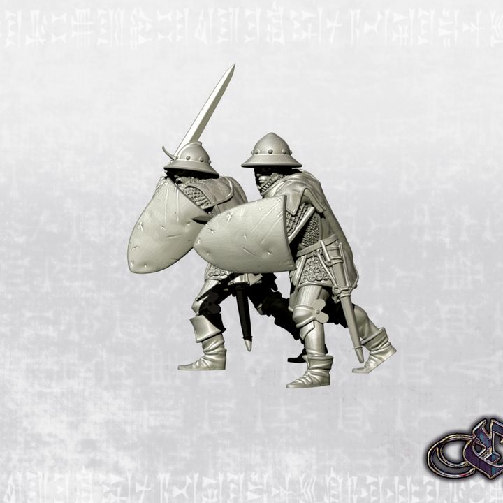 "Castilian Militiamen-Sargeants with swords - 14th century" by Ezipion miniatures