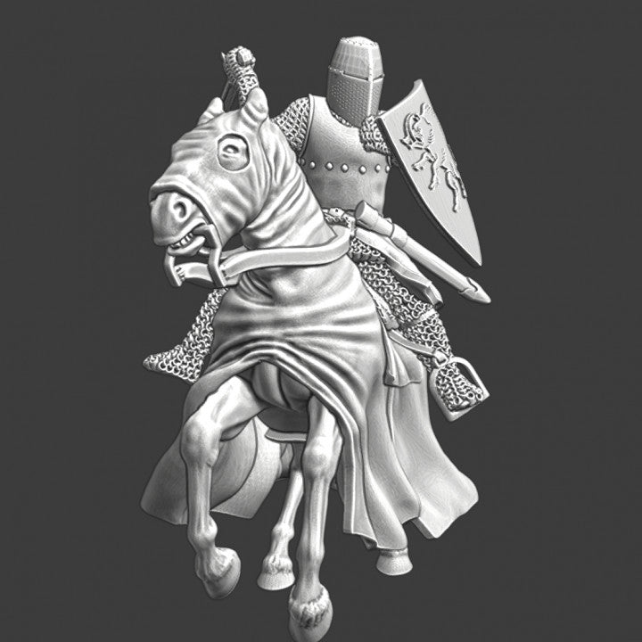 Medieval Crusader Knight swinging sword