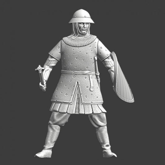 Medieval Byzantine infantryman with mace.