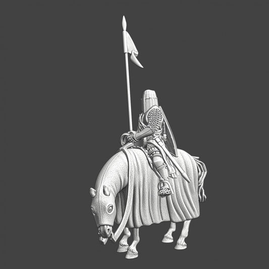 Medieval mounted crusader knight