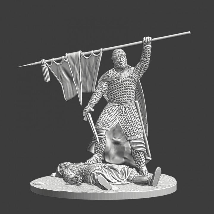 Victory - Medieval crusader celebrating on the battlefield