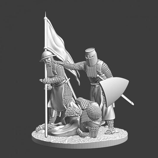 Medieval diorama - Wounded brother knight