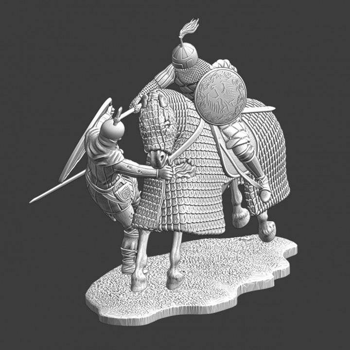 Medieval Byzantine Heavy cavalry killing crusader