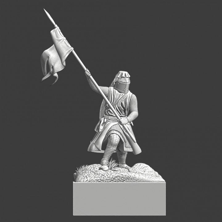Medieval Crusader Knight - Hospitaller with banner