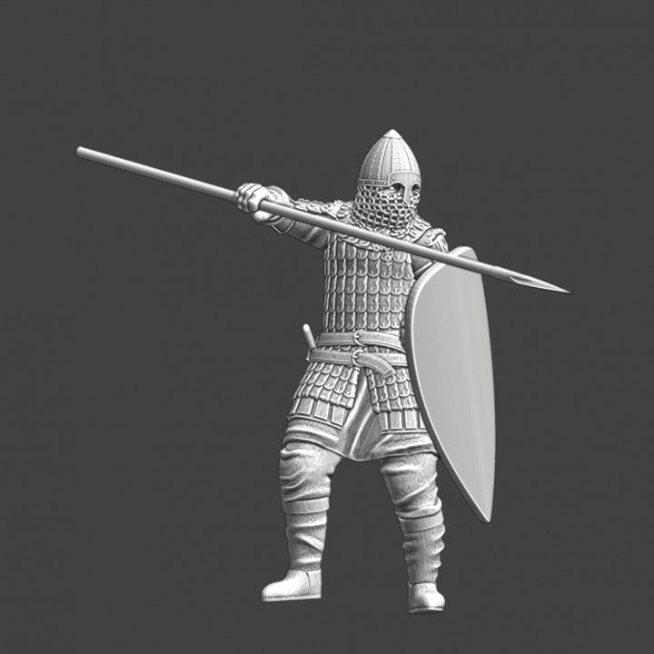 Medieval Kievan Rus warrior with spear.