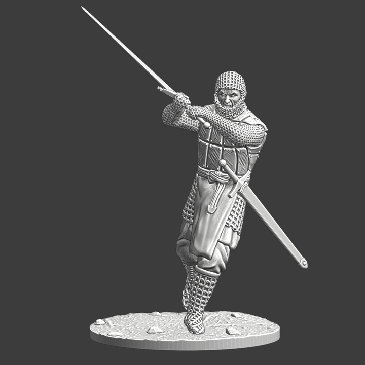 Medieval Knight swing his claymore sword