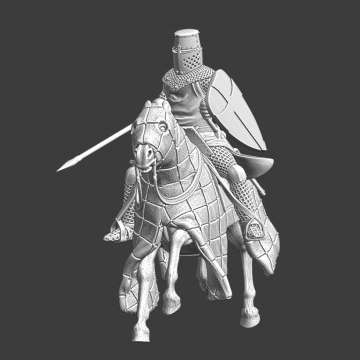 Medieval crusader with crouched lance