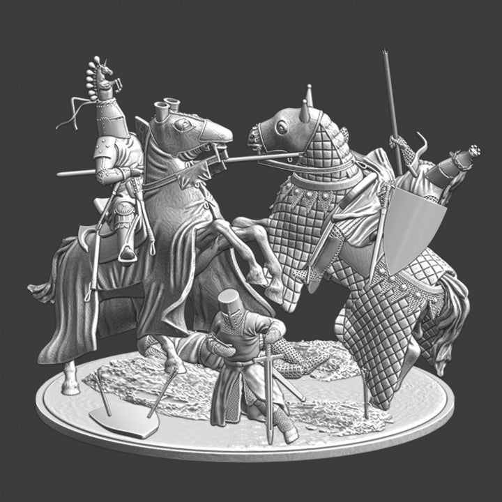 Medieval Knights meeting on the battlefield