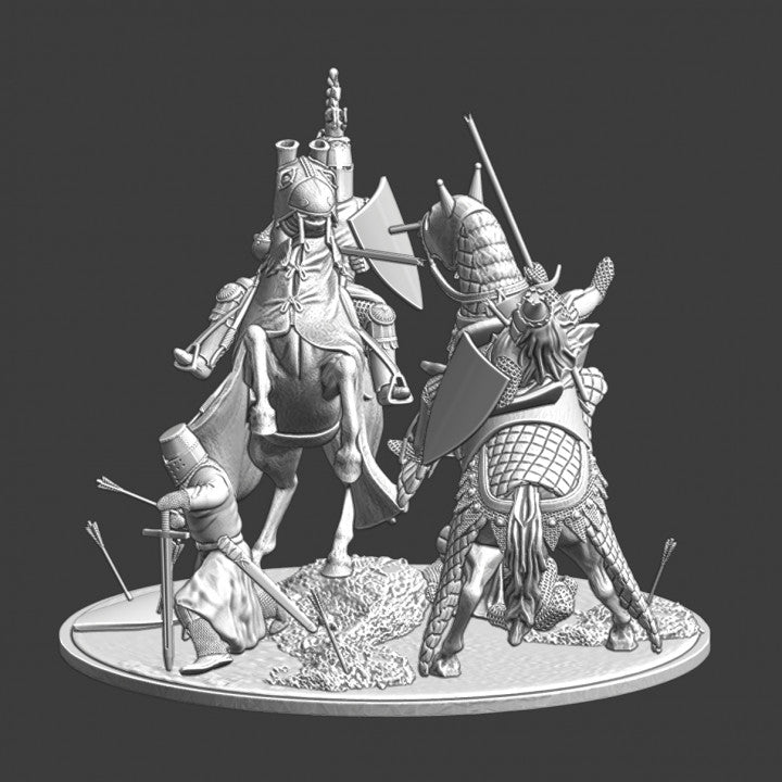 Medieval Knights meeting on the battlefield