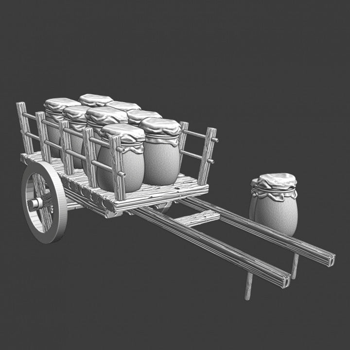 Medieval supply wagon - food and honey.