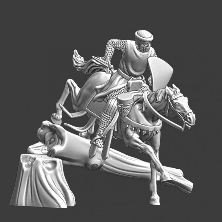 Mounted Knight - jumping a fallen tree