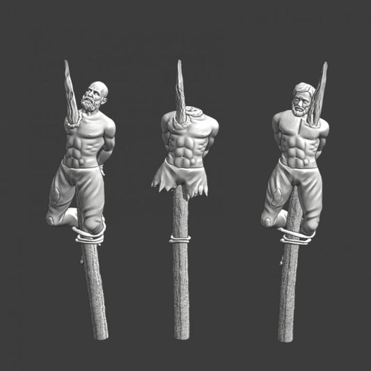 Medieval prisoners on stakes