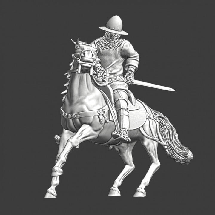 Medieval crusader sergeant pulling out his blade